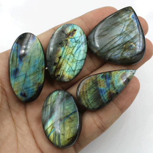 344 Cts Natural Labradorite Multi Fire 37mm-44mm Cabochon Loose Gemstones Lot - Picture 1 of 3
