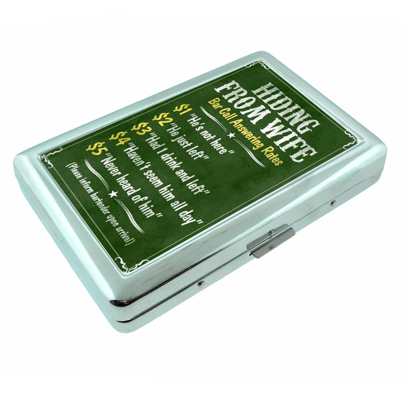 Vintage Poster D18 Silver Cigarette Case Money Card Holder Hiding Bar Phone  Fees