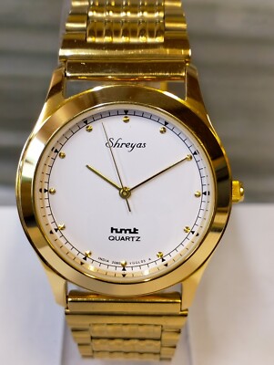 HMT SHREYAS QUARTZ WHITE DIAL 2080-YGGL-03 INDIA MEN'S FULL WORKING MINT VINTAGE