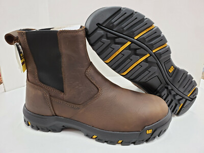 Mens CAT WHEELBASE ST Steel Toe SR Pull On Boots P91026 Clay Brown