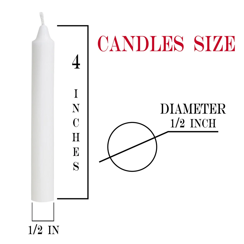 100 pc Bulk White Christmas Tree Candles For Chime,Pyramid,Carousel- 4 x1/2 inch - Image 2 of 4