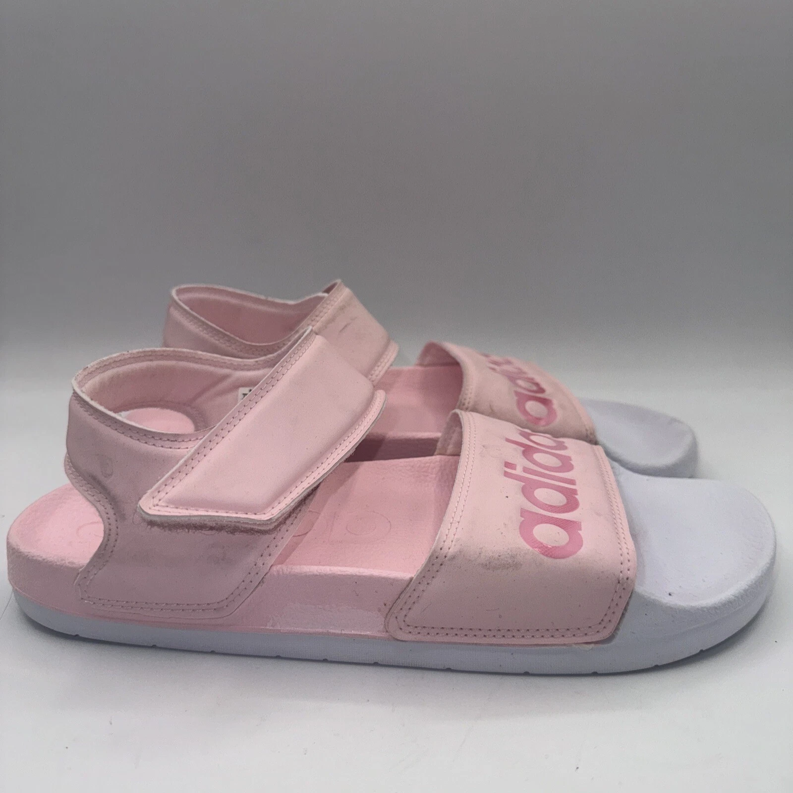 Sandali sportivi Adidas Adilette bianchi regolabili gancio e passante piatto donna 8