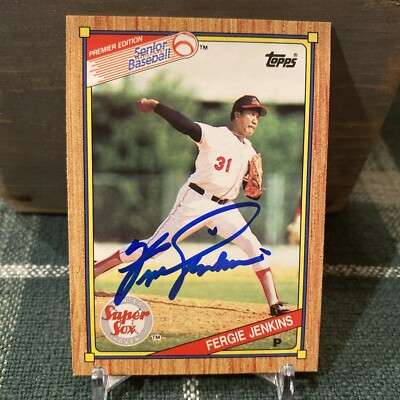 1989 Topps Senior League Fergie Jenkins #119 HOF Signed Autogrpahed Super Sox