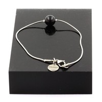 Armband Aus Edelstahl 1 Perle Turmalin Schorl 8 Mm. Hergestellt In Frankreich