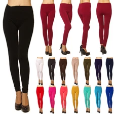 NWT Womens Casual Basic Solid Leggings Pants Fleece Lined 26" Inseam One Size