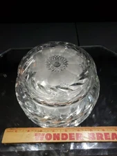 Big 8" Trinket Collar Vanity Jar Box American Brilliant Period Cut Glass Crystal