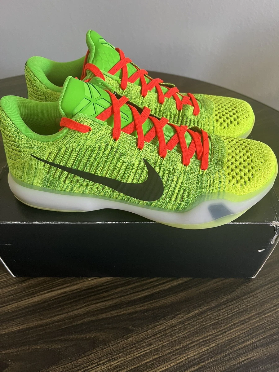 DEADSTOCK Nike Kobe X 10 Elite iD Grinch Coal Hearted 13 I Volt Red Black  EYBL