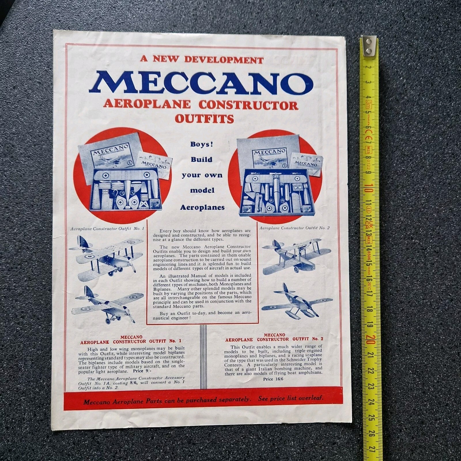 Catalogue (flyer) Tarif Dinky Meccano 1951 - Document Original Vintage, Bon état, 13.5x21 Cm