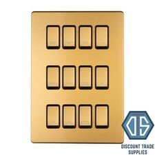 Antique Gold Screwless Switches Sockets Flat Concealed Plate Brushed Satin Brass