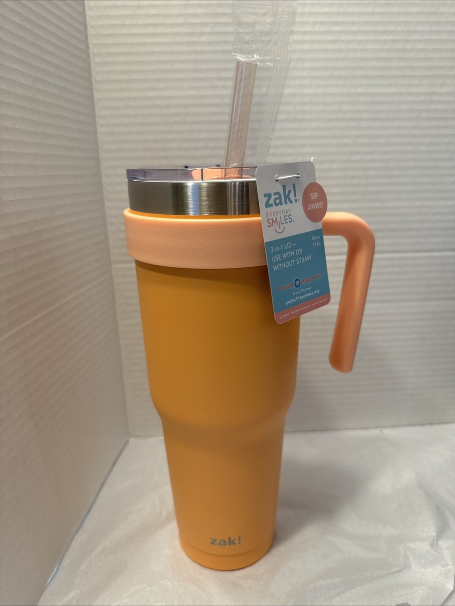 ダルマ Zak! Everyday Smiles Thermal Tumbler 2 in 1 Lid Handle Orange 40