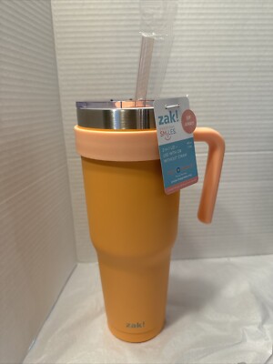 Zak! Everyday Smiles Thermal Tumbler 2 in 1 Lid Handle Orange 40
