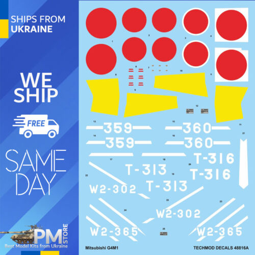 Techmod 48816 1/48 Decal For G4M1 Betty Accessories For Aircraft - Afbeelding 1 van 8