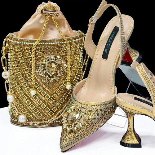 Latest Design Italian Shoes And Bag Set With Matching Bag Sandals Party Shoes - Picture 21 of 35