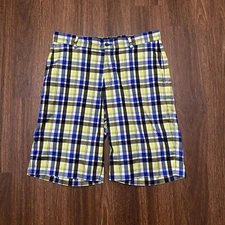 Slazenger Shorts Mens 32 Yellow Plaid Golf Lightweight Preformance Outdoor Work 