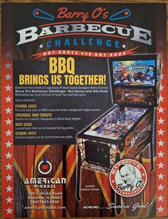 Barry O's BARBECUE CHALLENGE by AMERICAN PINBALL pinball flyer