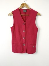 Vintage Geiger Austria Hot Pink 100% Wool Sleeveless Gilet Vest Cardigan 10 12