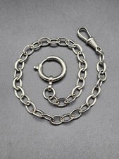 Antique Art Deco Nickel Single Albert Pocket Watch Chain/Germany/circa 1930