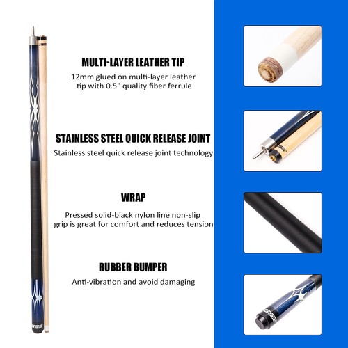 58" 2-Piece Canadian Hardwood Maple Billiard Pool Cue Sticks(6 Colors, 18-21oz) - 第 14/49 張圖片