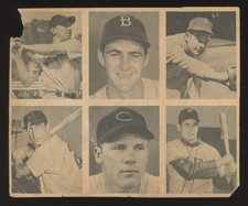 1948 Bowman Uncut 6-Card Panel - #47 Bobby Thomson RC