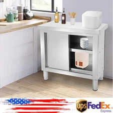 201 Stainless Steel Work Table For Kitchen Prep Two-tier Storage Cabinet