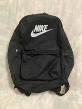 Nike 72 Sport Backpack Bookbag Travel Hiking Black White Logo Swoosh