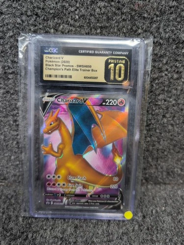 Pokemon Charizard V Champion's Path ETB Full Art Promo SWSH050 CGC 10 Pristine