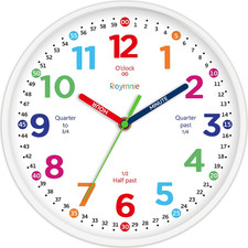 Wall Clock for Kids Learning Battery Operated Teaching 8"