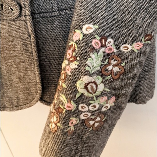 Guess Jeans Womens Embroidered Wool Blend Blazer Jacket Size M Gray Vintage Y2K - Picture 4 of 5