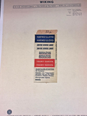 Wiking Original  Restposten Aufkleber-Containerbeilage + Aktennotiz  um 1972 IV