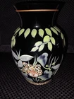 Fenton Glass Midnight Safari Jungle Vase Hand Painted Signed Big Cat