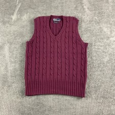 Polo Ralph Lauren Vest Mens 40 Cable Knit Wool Sweater Preppy