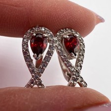 925 Sterling Silver Stone Teardrop Earrings Elegant Vintage Style Jewelry 2.87gr