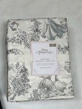 POTTERY BARN KIDS Disney Princess Heritage Organic Queen Sheets Set - NEW