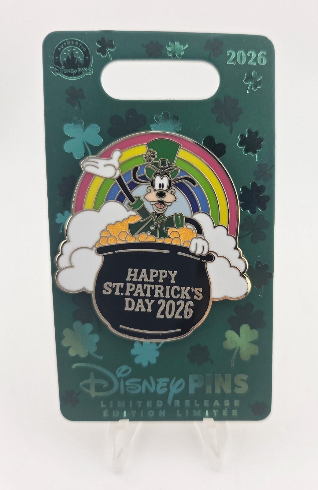 2026 Disney Parks Pin St. Patrick’s Day Goofy Pot Of Gold Rainbow LR