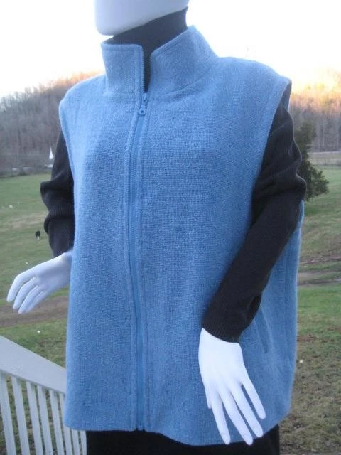 Chaleco de lana azul tejido a mano Boyne Valley Weavers en Irlanda para mujer talla 2XL Foto 2 de 4