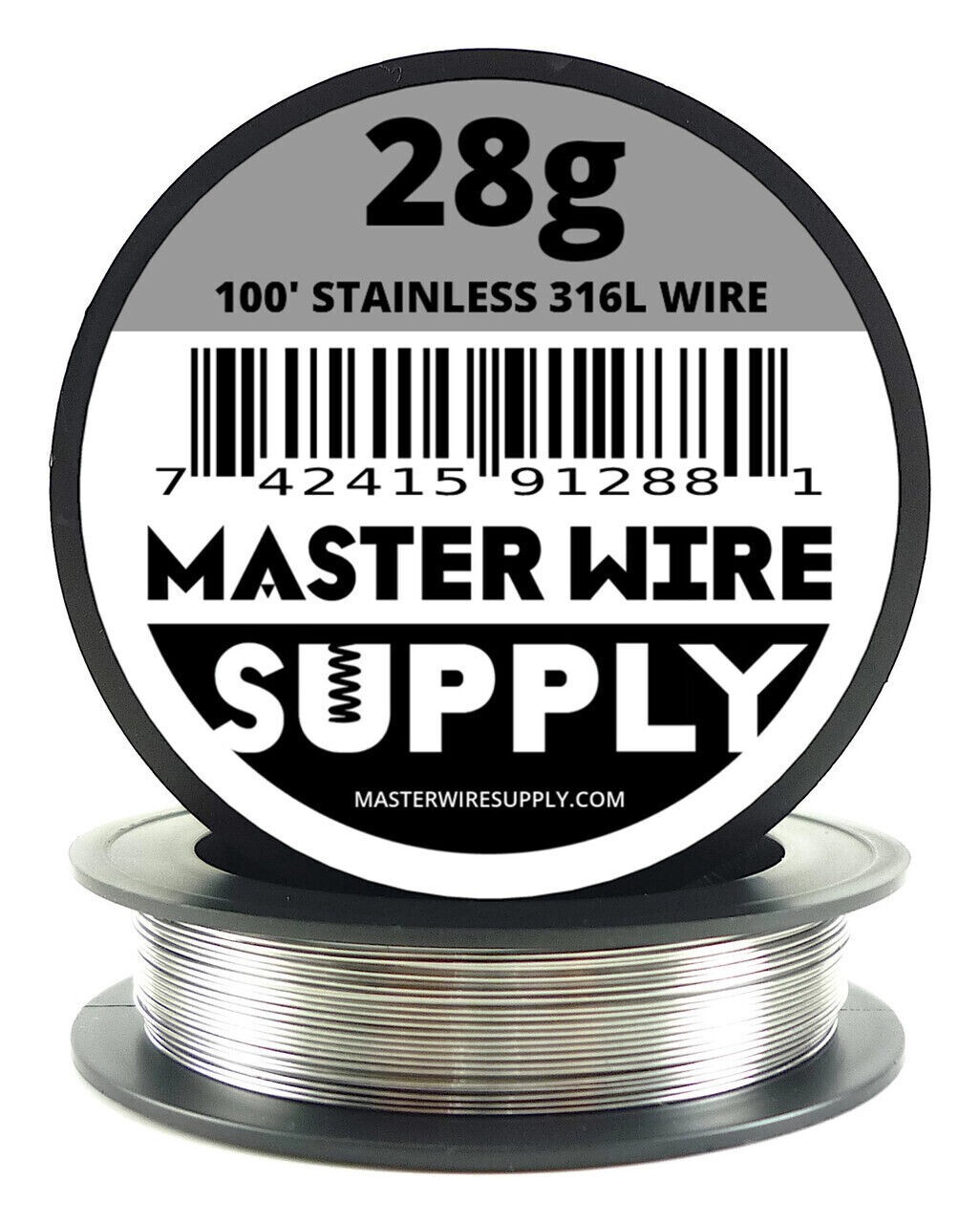 Stainless Steel 316L - 100ft - 28 Gauge Wire 28g - 0.32mm - 0.013in - Master Wir