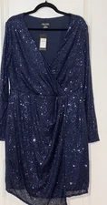 City Chic Razzle Dress /XXS /12  Navy  NWT