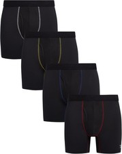 Reebok Mens Boxer Briefs - 4 Pack Stretch Performance Boxers for Men with Functi