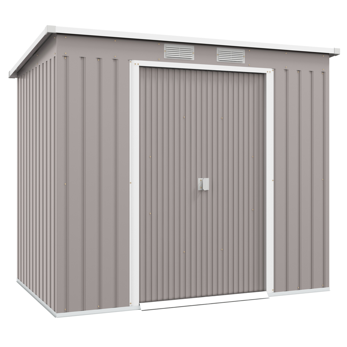 Rackhams Grey 7 X 4Ft Metal Garden Storage Shed W/ Double Door - Image 2