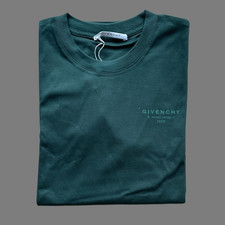 Givenchy Men's Green Logo Print T-Shirt Short Sleeve Cotton Casual Tee Medium