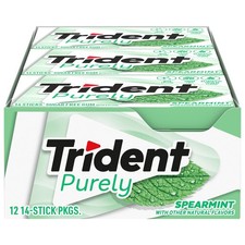 Trident Purely Spearmint Sugar-Free Chewing 14 Count (Pack of 12),
