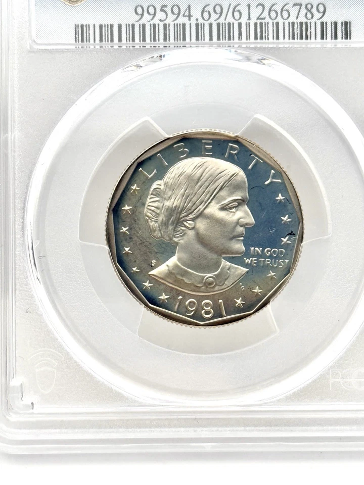 1981-S SBA $1 • PCGS PR69DCAM Type 1 • Sky Blue Toned Proof Dollar - Image 2 of 4