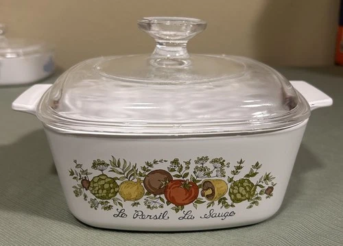 Corning Ware Spice Of Life Le Persil La Sauge 1 1/2 Quart W/Pyrex A76 Lid VTG