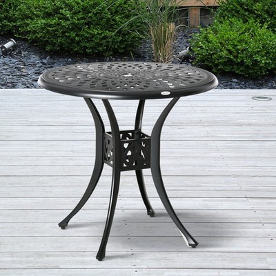 30'' Antique Outdoor Metal Round Patio Dining Bistro Table w/ Umbrella Hole