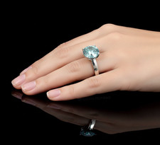 3.30 Ct Blue Diamond Solitaire Ring-Great Sparkle & Bling, Tariffs FREE