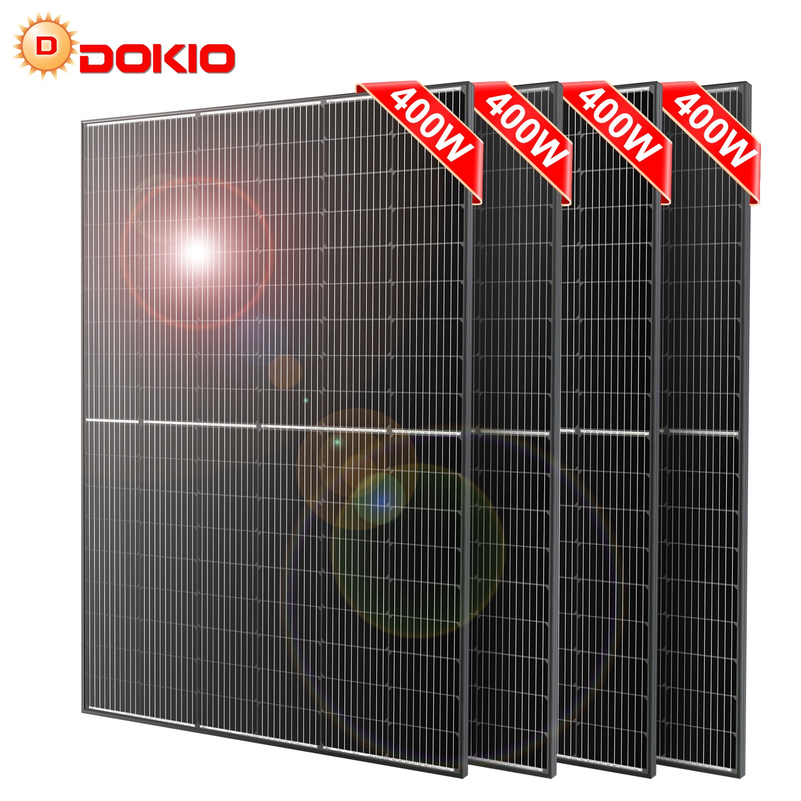 Dokio 400W 800W 1600W N-type Mono Rigid Big Solar Panel PV moudle for Roof Power