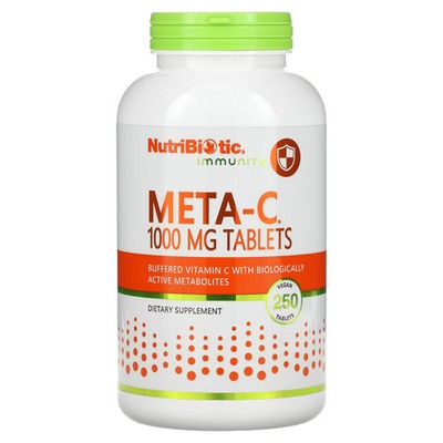 2 X NutriBiotic, Immunity,  Meta-C, 1,000 mg, 250 Vegan Tablets-Worldwide