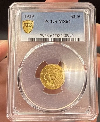 1929 INDIAN HEAD $2.5 QUARTER EAGLE GOLD PCGS MS64