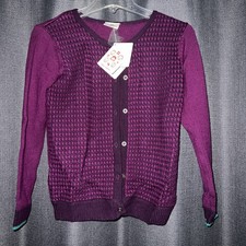Hanna Andersson Textured Wool Cardigan size 140 US 10 Purple