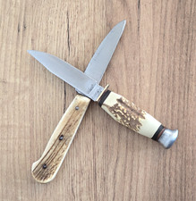 2x Vintage Jagdmesser Konvolut &ndash; Solar Solingen & handgemacht Hirschhorn